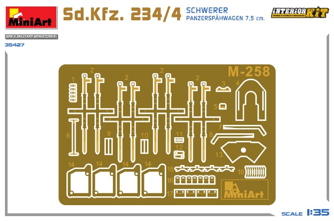 35427 MiniArt Бронеавтомобиль Sd.Kfz. 234/4 Schwerer Panzerspahwagen с интерьером 1/35