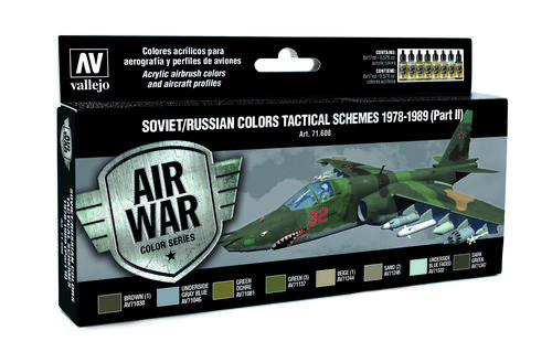 V-71608 Vallejo Набор краок Model Air Soviet/Russian Colors Tactical Schemes 1978-1989 (Part I (8шт)