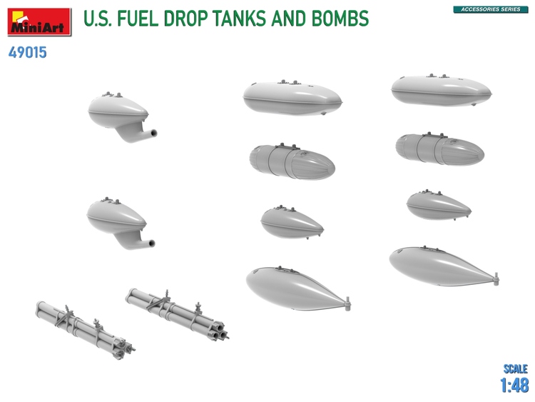 49015 MiniArt Американские подвесные топливные баки и бомбы 1/48