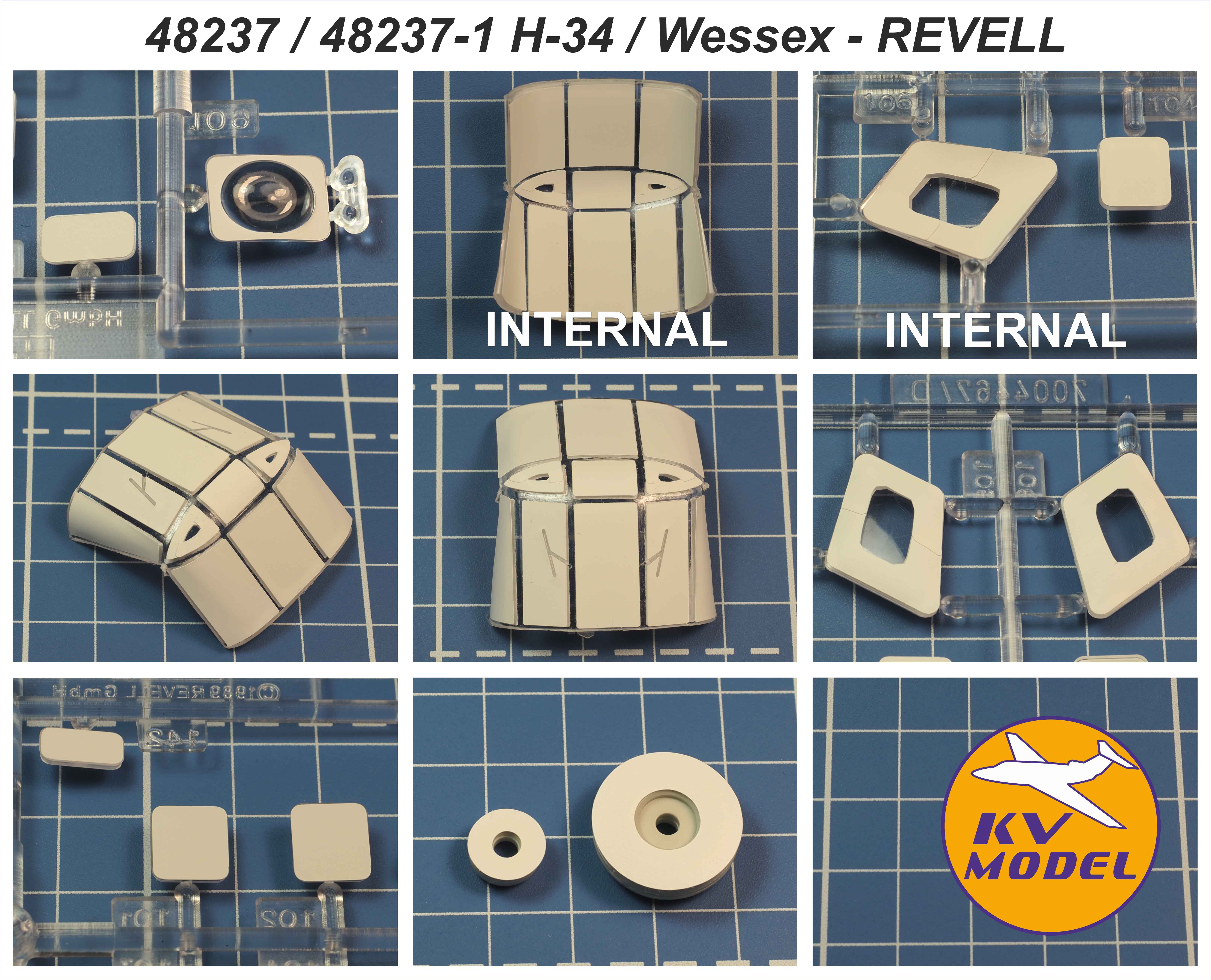 48237 KV Models Окрасочная маска на H-34/UH-34D (Revell)+диски и колеса 1/48