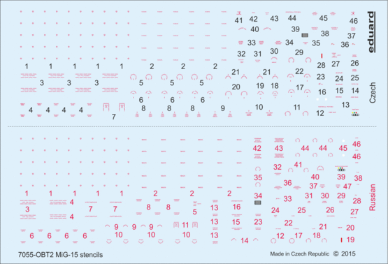 D72007 Eduard Декали на МиГ-15/ МиГ-15бис тех. надписи 1/72