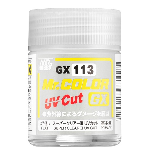 GX113  Gunze Sangyo Лак Super Clear Flat UV Cut Primary, матовый, не пропускает УФ-лучи,18 мл,