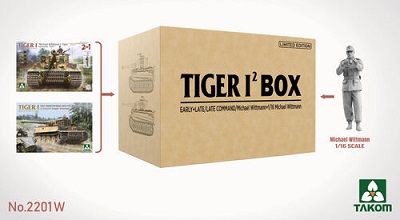 2201W Takom TIGER I BIG BOX 2 kits (Mid Prod. + Late) 1/35 & Michael Wittmann figure 1/16