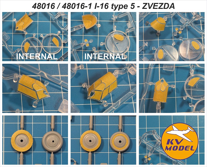 48016-1 KV Models Двусторонние маски для остекления+диски и колеса И-16 тип 5 (Звезда) 1/48