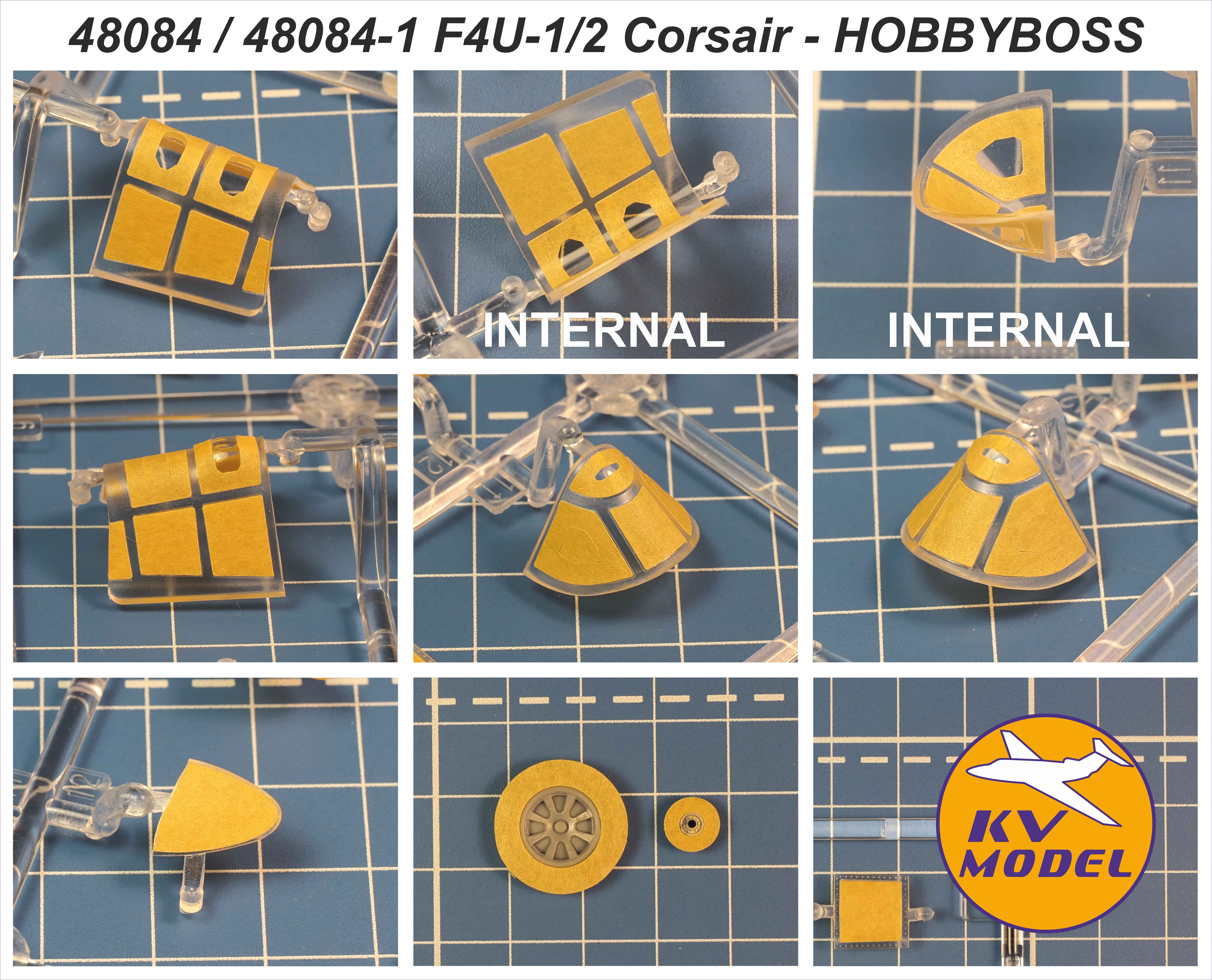 48084 KV Models Окрасочная маска на F4U-1/2 Corsair (Hobbyboss) + маски на диски и колеса 1/48