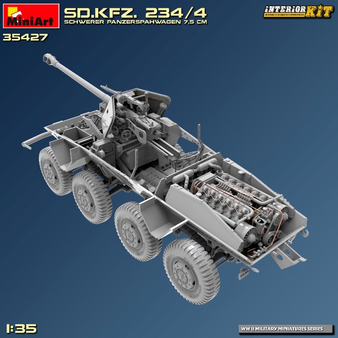 35427 MiniArt Бронеавтомобиль Sd.Kfz. 234/4 Schwerer Panzerspahwagen с интерьером 1/35