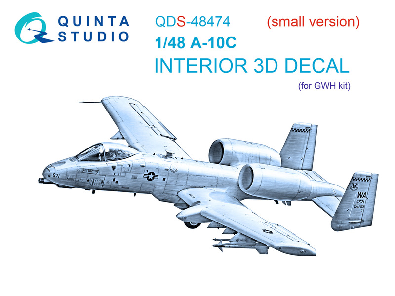 QDS-48474 Quinta 3D Декаль интерьера кабины A-10C (GWH) (Малая версия) 1/48