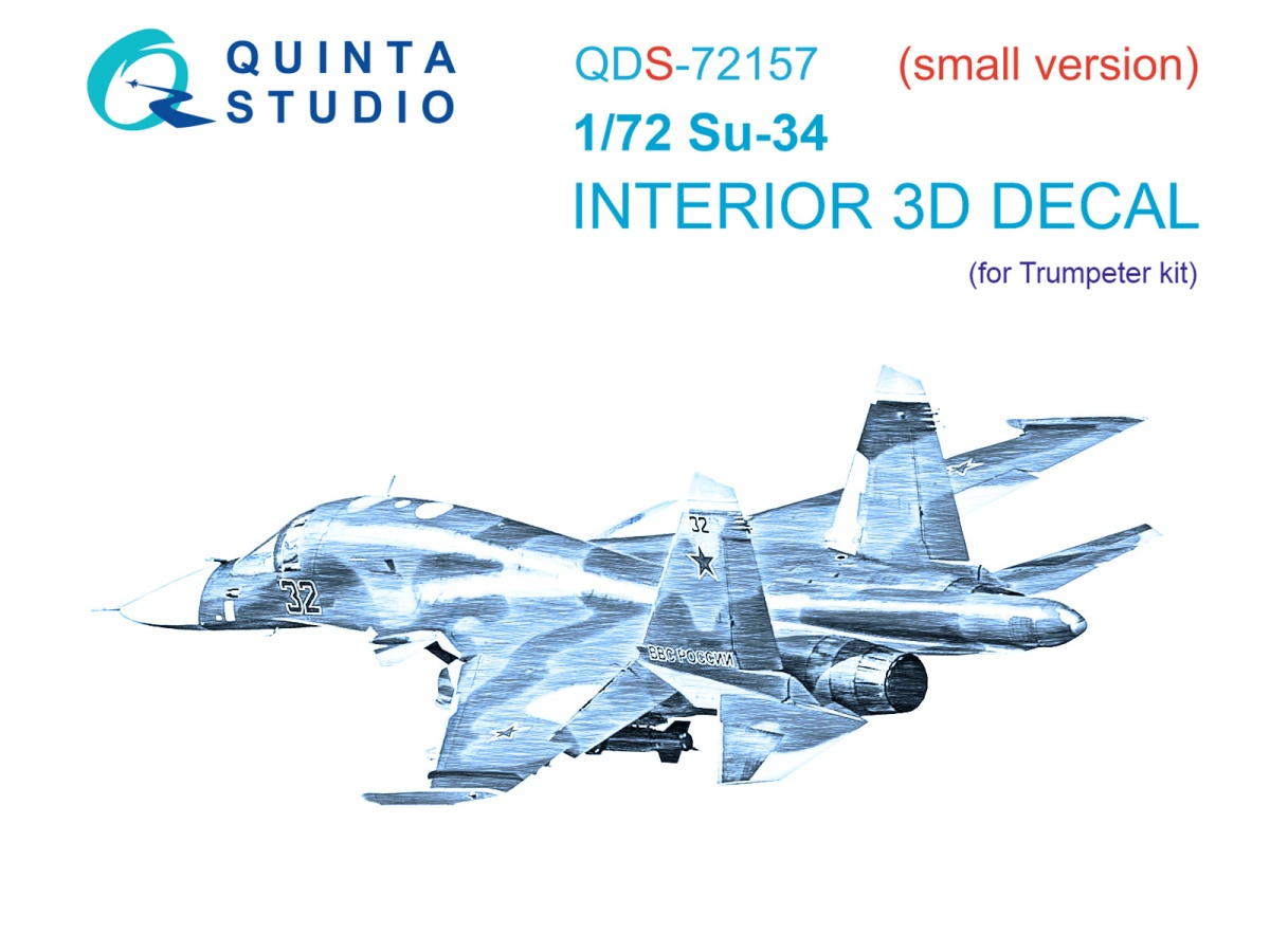 QDS-72157 Quinta 3D Декаль интерьера кабины Су-34 (Trumpeter) (малая версия) 1/72