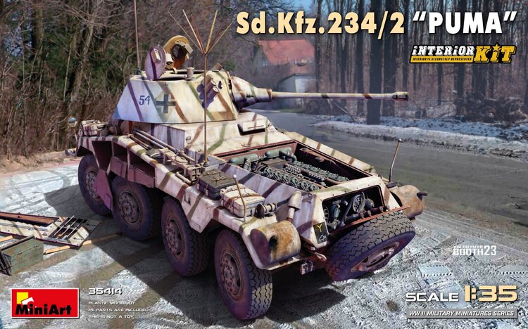 35414 MiniArt Немецкий бронеавтомобиль Sd.Kfz. 234/2 KwK 39 L/60 50mm Puma с интерьером 1/35